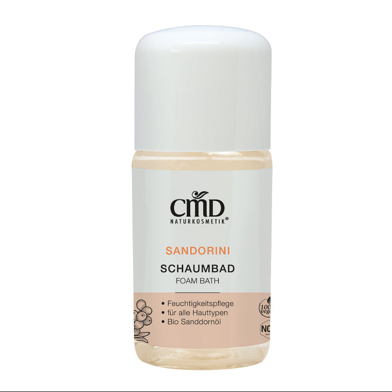 CMD NATURKOSMETIK Sandorini Schaumbad – bewahrt die Haut vor dem Austrocken während der fruchtig-frische Duft des Sanddorns Körper und Sinne umschmeichelt., 30ml