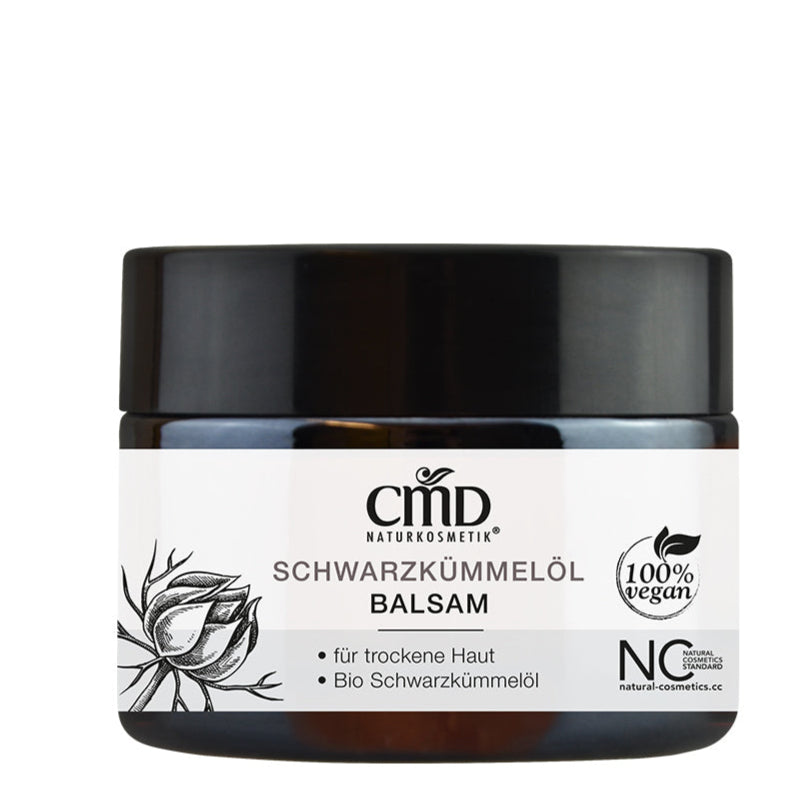 CMD NATURKOSMETIK Schwarzkümmelöl Balsam – Juckreiz und Spannungsgefühl werden durch die gut verträglichen und pflegenden Inhaltsstoffe gemildert., 50ml