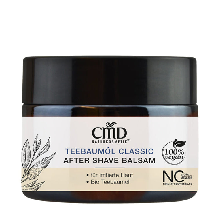 CMD NATURKOSMETIK Teebaumöl Classic After Shave Balsam – beugt Hautirritationen vor und ist somit für die empfindliche Haut nach der Rasur sehr gut geeignet., 50ml