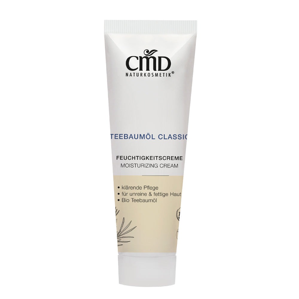 CMD NATURKOSMETIK Teebaumöl Classic Feuchtigkeitscreme – für unreine Haut, 50ml, Tube