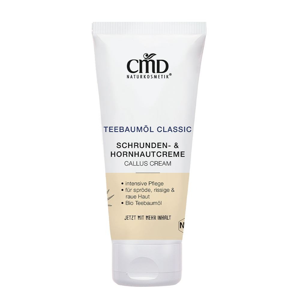 CMD NATURKOSMETIK Teebaumöl Classic Schrunden & Hornhautcreme – hilft, lästige Hautverhornungen oder Risse nachhaltig zu reduzieren., 100ml