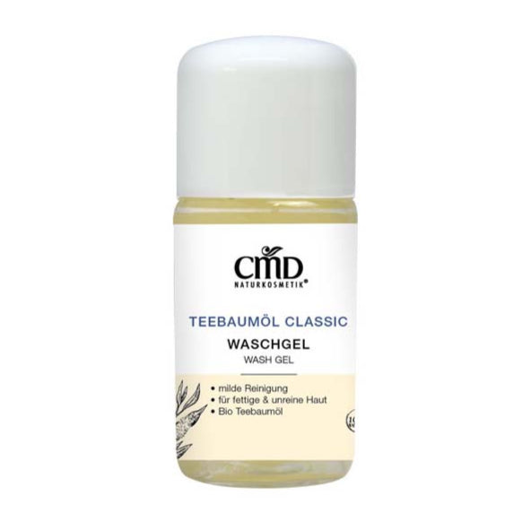 CMD NATURKOSMETIK Teebaumöl Classic Waschgel – mit Bio Teebaumöl und Bio Aloe Vera reinigt Deine Haut porentief ohne sie auszutrocknen., 30ml