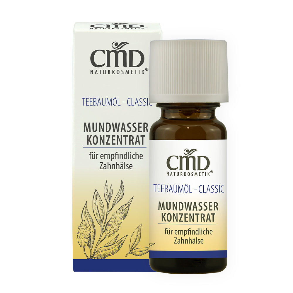 CMD NATURKOSMETIK Teebaumöl Mundwasser Konzentrat – besonders bei empfindlichen Zahnhälsen geeignet., 10ml, Flasche