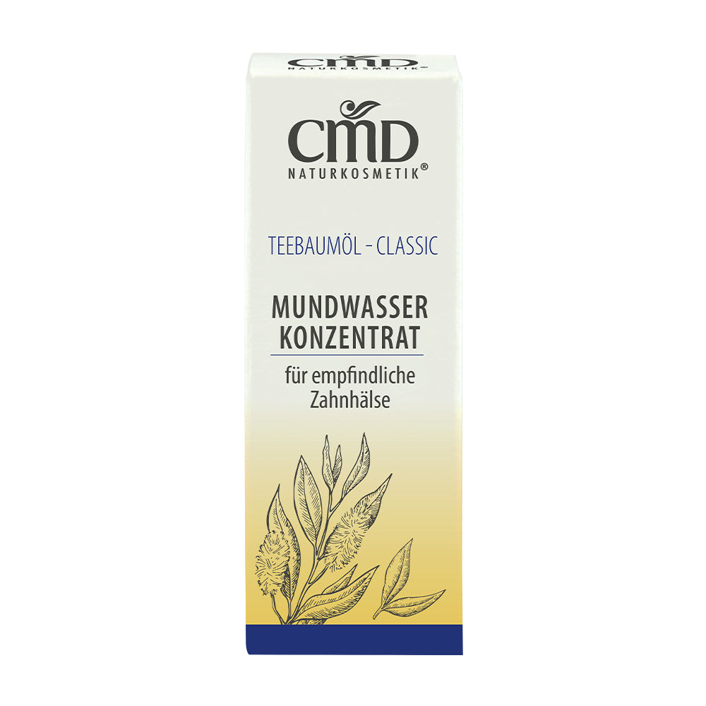 CMD NATURKOSMETIK Teebaumöl Mundwasser Konzentrat – besonders bei empfindlichen Zahnhälsen geeignet., 10ml, Schachtel