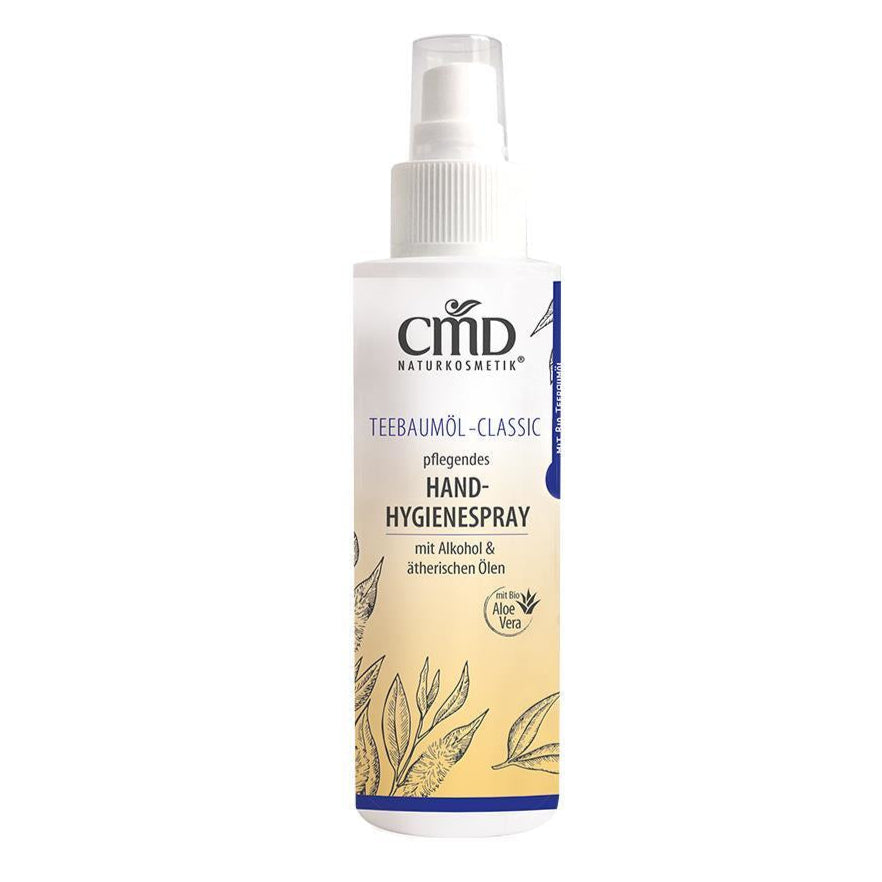 CMD NATURKOSMETIK Teebaumöl pflegendes Handhygienespray mit Sprühkopf – bewahrt Deine Haut vor Feuchtigkeitsverlust und schützt sie vor dem Austrocknen., 100ml