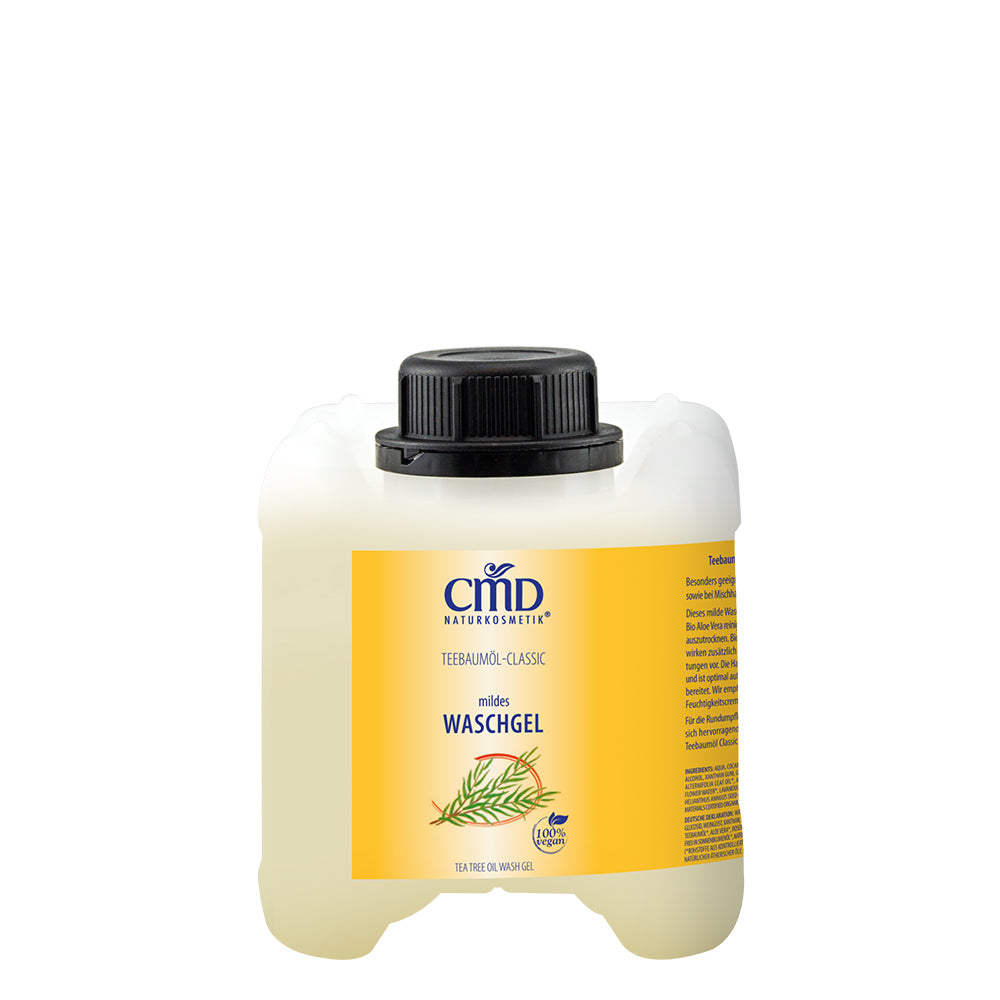 CMD NATURKOSMETIK Teebaumöl Waschgel Kanister – Das Waschgel mit Bio Teebaumöl und Bio Aloe Vera reinigt Deine Haut porentief ohne sie auszutrocknen., 1 Liter