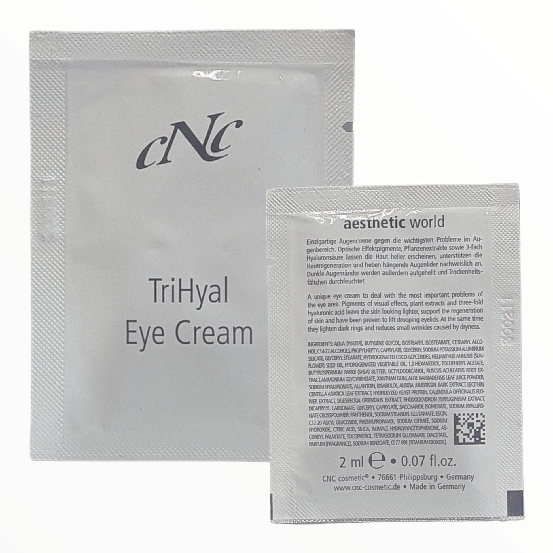 CNC aesthetic world TriHyal Age Resist Eye Cream – Leistungsstarke Pflegecreme mit Hyaluronsäure für die Augenpartie., 2ml, Sachet