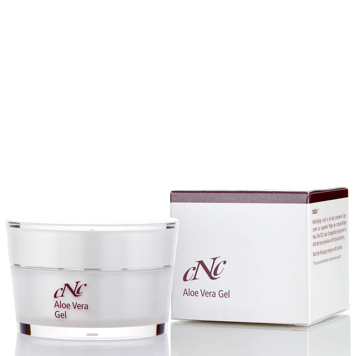 CNC classic Aloe Vera Gel – beruhigt es zuverlässig gereizte und irritierte Haut und spendet dabei wohltuende Feuchtigkeit., 50ml, Produktverpackung