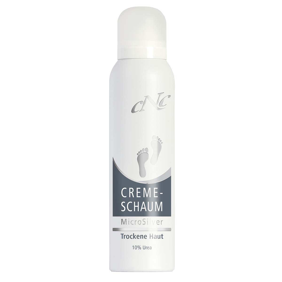 CNC Fuß Creme-Schaum MicroSilver – feuchtigkeitsspendende, beruhigende und antibakterielle Wirkstoffe in einer leichten, schnell einziehenden Textur., 150ml