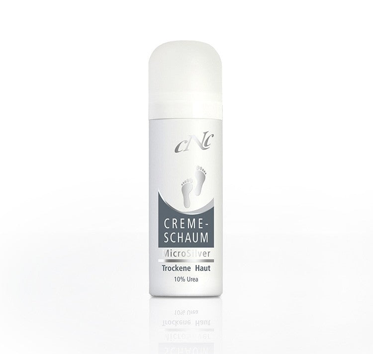 CNC Fuß Creme-Schaum MicroSilver – feuchtigkeitsspendende, beruhigende und antibakterielle Wirkstoffe in einer leichten, schnell einziehenden Textur., 50ml