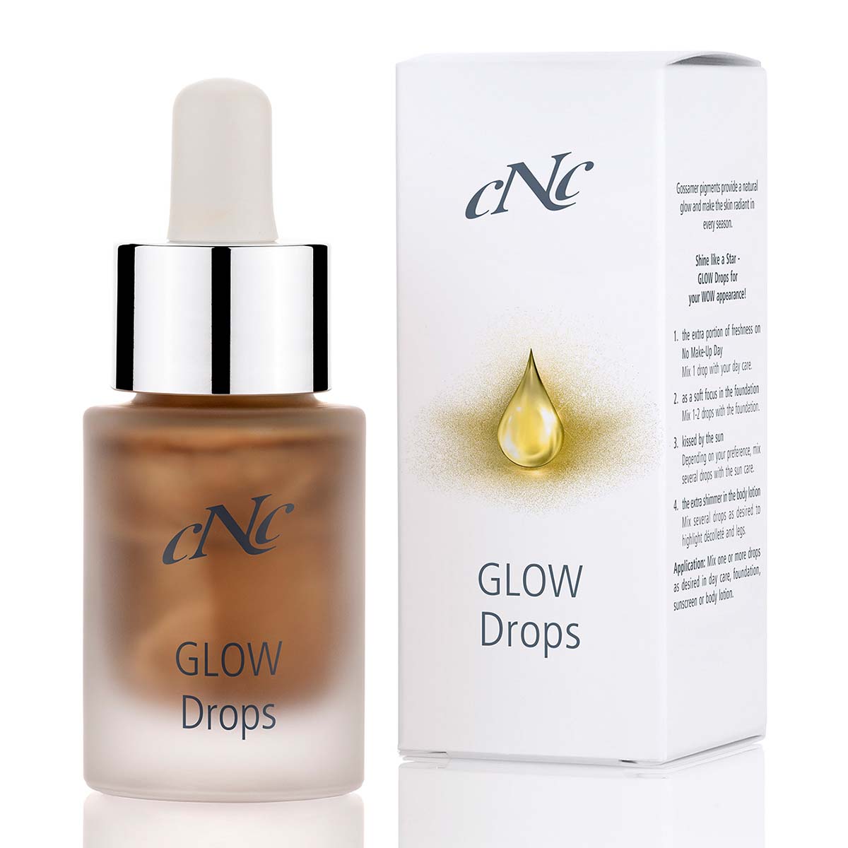 CNC Glow Drops – ganz einfach in Deine gewohnte Pflege gemischt verleihen sie Deiner Haut einen gesunden und seidigen Glanz, 15ml