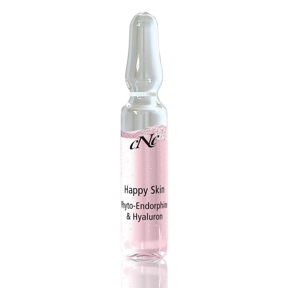 CNC Happy Skin Phyto-Endorphine & Hyaluron – Die Kombination aus Glücksmolekülen, Antioxidantien und Hyaluronsäure sorgt für intensive Erhöhung der Hautfeuchtigkeit und regt die Kollagenbildung an., 10x2ml, Ampulle