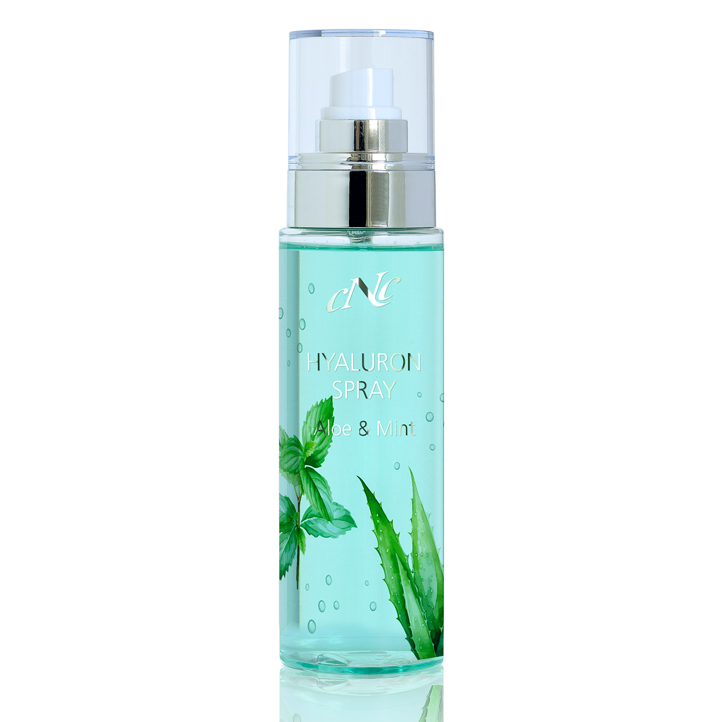 CNC MAGIC SUMMER Hyaluron Spray Aloe & Mint – Extra Frischekick für die Haut. Der feine Sprühnebel des Sprays verteilt sich sanft über dein Gesicht und Körper., 150ml