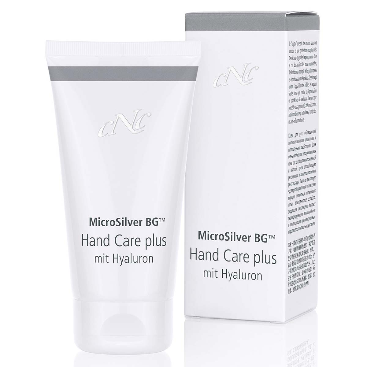 CNC MicroSilver Hand Care plus mit Hyaluron –  zieht rasch ein und wirkt regenerierend bei kleinen Wunden und Hautabschürfungen. , 50ml, mit Umkarton