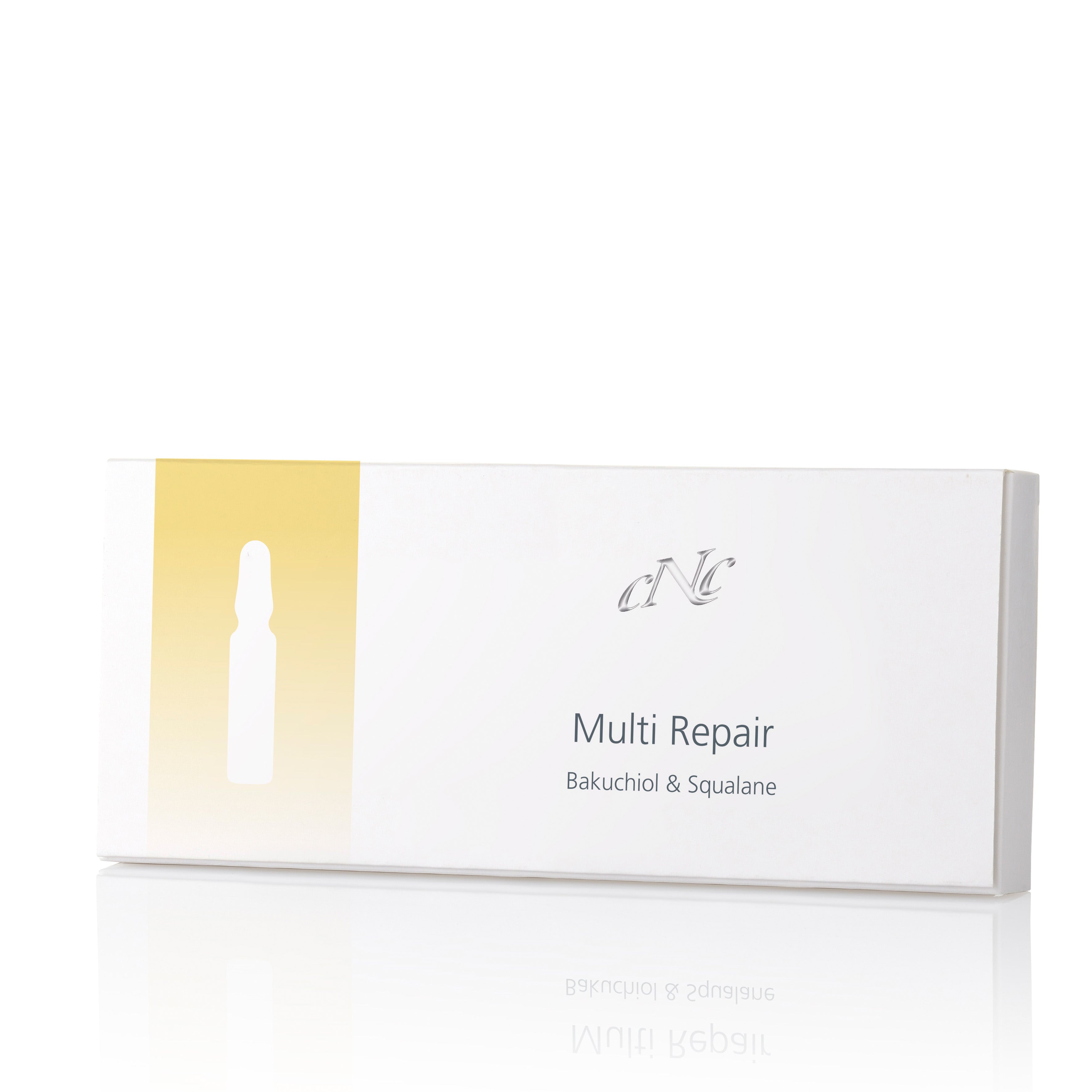 CNC Multi Repair Bakuchiol & Squalane – Stimuliert die natürliche Kollagenproduktion der Haut und hilft, UV-bedingte Hautschäden sowie Hyperpigmentierungen zu mildern., 10x2ml, 10er Packung