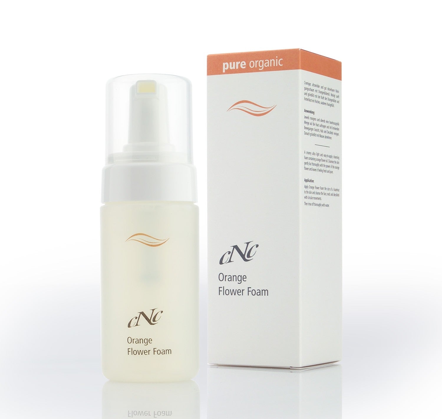CNC pure organic Orange Flower Foam – reinigt sanft und gründlich mit der Kraft von Orangenblüten und hinterlässt ein frisches, sauberes Hautgefühl., 100ml, mit Box