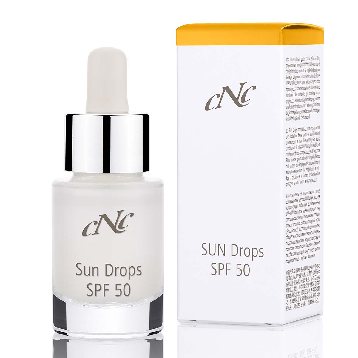 CNC Sun Drops SPF50 – mit UV-A- und UV-B-Schutz sowie Blaulicht- und Antipollution-Wirkstoffen bietet der Haut einen optimalen Schutz vor den schädlichen Anteilen von Lichtstrahlung, 15ml