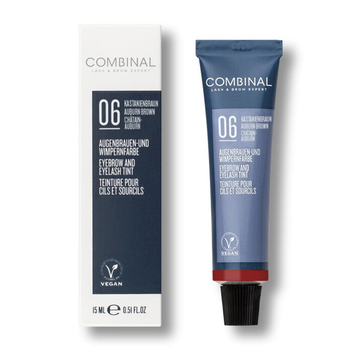 COMBINAL Augenbrauen- und Wimpernfarbe #6 kastanie – durch die cremige Konsistenz optimal verträglich und einfach und sicher aufzutragen., 15ml