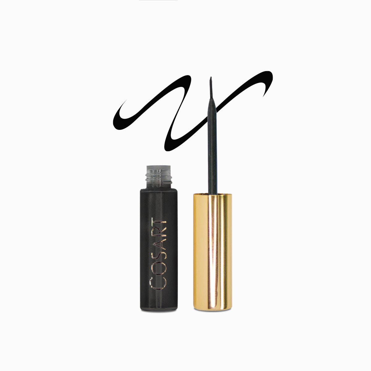 COSART Flüssiger Eye Liner 602 Schwarz – Der dünne Pinsel der COSART Flüssiger Eye Liner bietet viel Flexibilität beim Auftragen. So kann mit einer haarfeinen Linie der Wimpernrand verdichtet werden., 4ml, Fabbeispiel