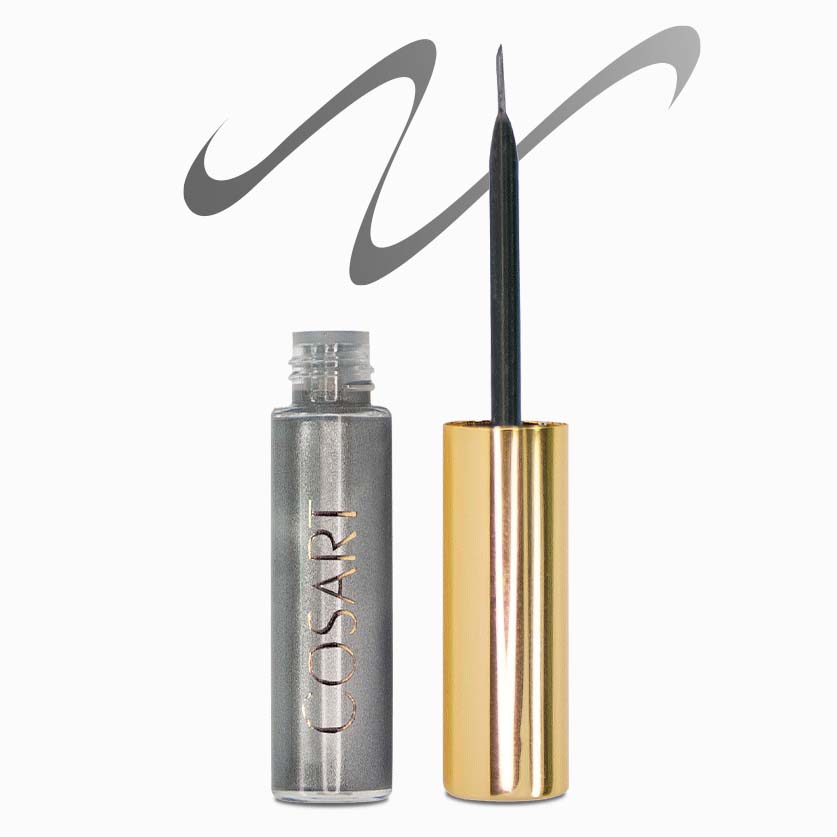 COSART  Flüssiger Eye Liner 609 Grau – Der dünne Pinsel der COSART Flüssiger Eye Liner bietet viel Flexibilität beim Auftragen. So kann mit einer haarfeinen Linie der Wimpernrand verdichtet werden., 4ml, Farbbeispiel