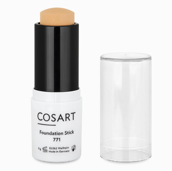 COSART Foundation Stick – mit pflegenden + feuchtigkeitsspendenden Eigenschaften, sorgt für einen natürlichen, ebenmäßigen Teint. Sehr gut deckend., 9gr., geöffnet