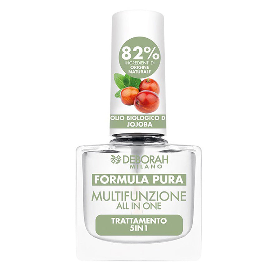 DEBORAH MILANO Formula Pura ALL IN ONE 5 in 1 Nagelpflegelack – härtet wie ein Unterlack, wirkt stärkend, nährend, aufhellend und hinterlässt die Nägel mit einem glänzenden Überlack., 8,5ml