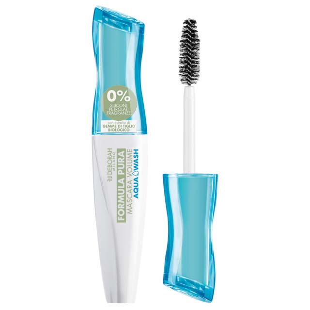 DEBORAH MILANO Formula Pura Aqua Wash Mascara – verleiht den Wimpern ein schwereloses, lang anhaltendes Volumen und einen dramatischen Schwung., 12ml
