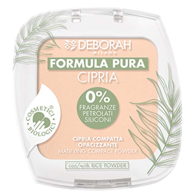 DEBORAH MILANO Formula Pura Face Powder BIO beige – gepresster Puder auf ganz neuem Niveau, der natürliche, organische Inhaltsstoffe mit hervorragender Leistung, einem makellosen Finish und absolutem Tragekomfort kombiniert., 9gr.