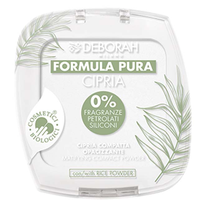 DEBORAH MILANO Formula Pura Face Powder BIO transparent – gepresster Puder auf ganz neuem Niveau, der natürliche, organische Inhaltsstoffe mit hervorragender Leistung, einem makellosen Finish und absolutem Tragekomfort kombiniert., 9gr.