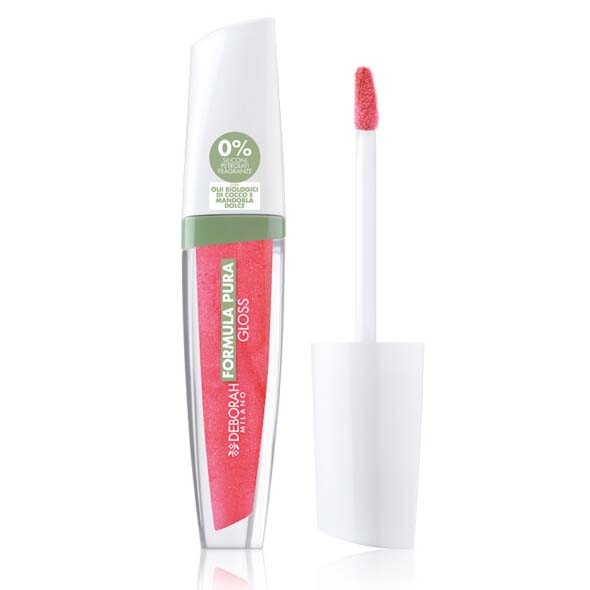 DEBORAH MILANO Formula Pura Lipgloss BIO peach – ein ultrazarter Lipgloss in brillanten Farben, komfortabel und nicht klebend, verschönert die Lippen mit einem Hauch von Farbe., 4,5gr.