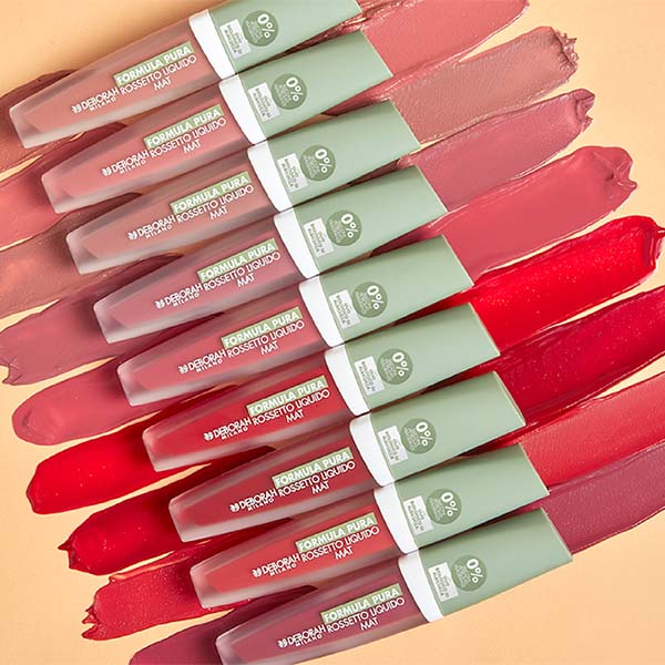 DEBORAH MILANO Formula Pura Liquid Mat Lipstick Farbauswahl – Seine pigmentreiche und dabei extrem leichte Textur haftet perfekt auf den Lippen, ohne zu verschmieren, und verleiht den Lippen eine extreme Weichheit sowie volle, intensive Farbe, 1St.