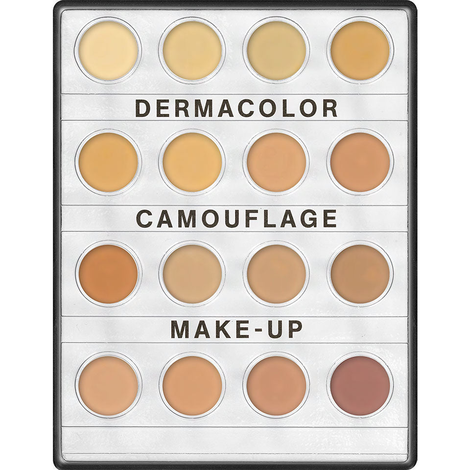 DERMACOLOR Camouflage Creme Mini-Palette 16 Farben – besonders pigmentstarkes Make-up zur Abdeckung farblicher Hautanomalien, von Narben und Tätowierungen für Gesicht und Hals., Set, 4_960