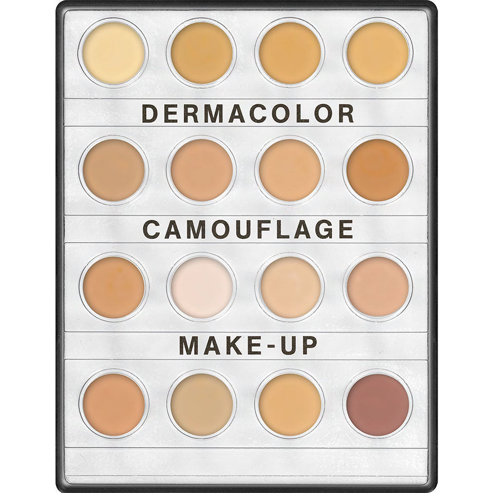DERMACOLOR Camouflage Creme Mini-Palette 16 Farben – besonders pigmentstarkes Make-up zur Abdeckung farblicher Hautanomalien, von Narben und Tätowierungen für Gesicht und Hals., Set, 960