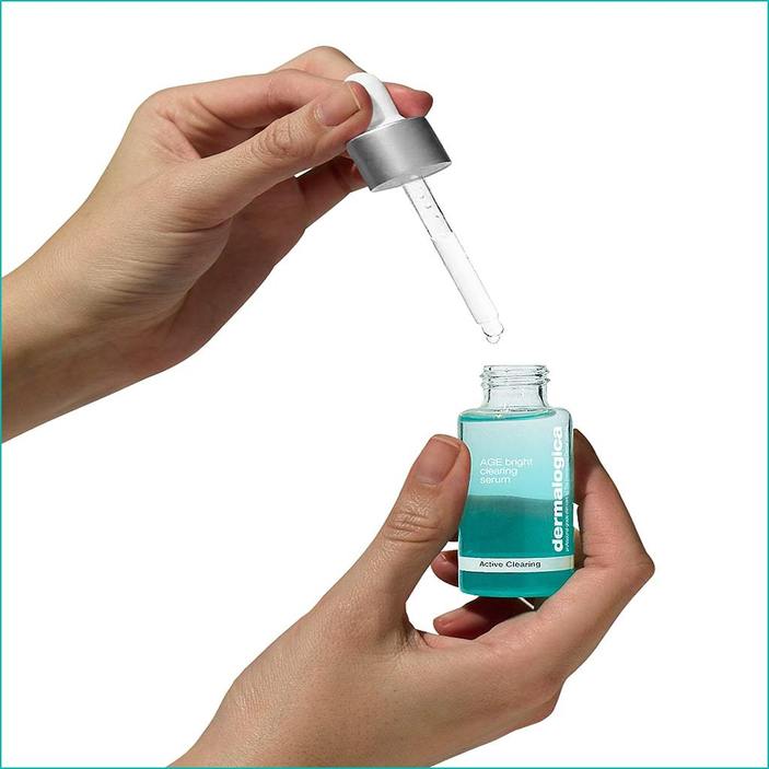 DERMALOGICA Active Clearing AGE Bright Clearing Serum – Das hochkonzentrierte 2-in-1 Serum bekämpft aktiv Unreinheiten und minimiert gleichzeitig die Anzeichen vorzeitiger Hautalterung., 30ml, geöffnete Flasche