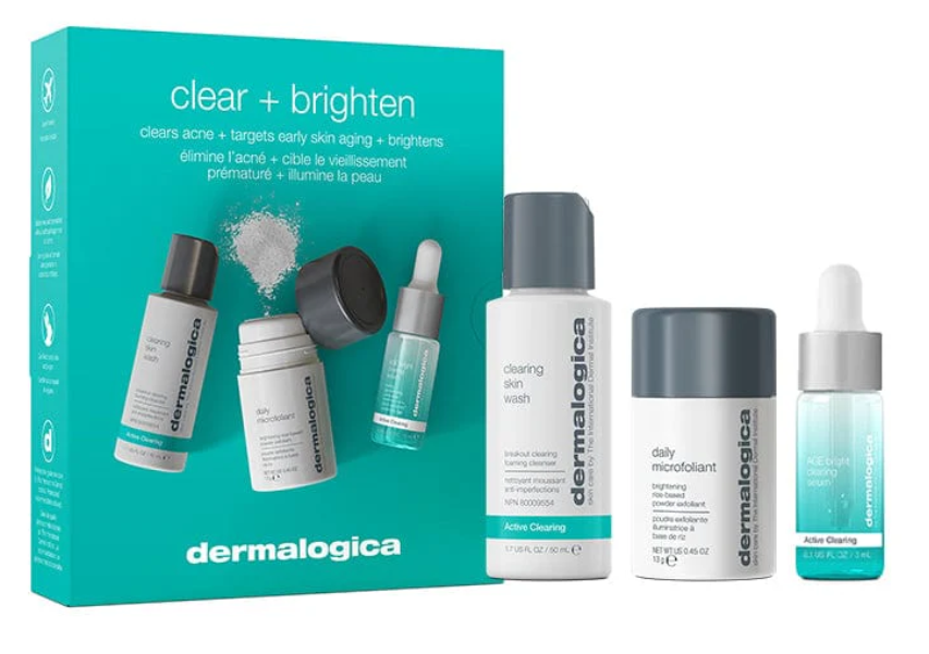 DERMALOGICA Clear + Brighten – Pflegeset bei Unreinheiten, 1stk, Umkarton und Produkte