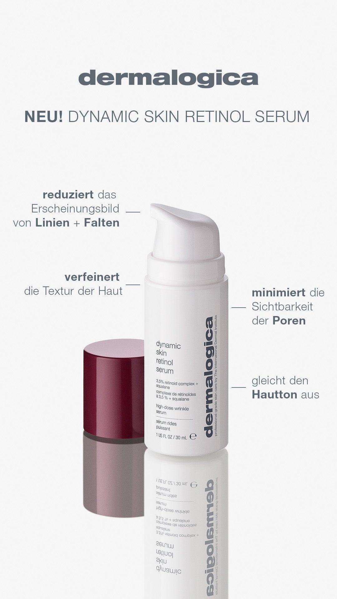 DERMALOGICA Dynamic Skin Retinol Serum – Anti-Aging, 30ml, Pumpspender mit Wirkbeschreibung