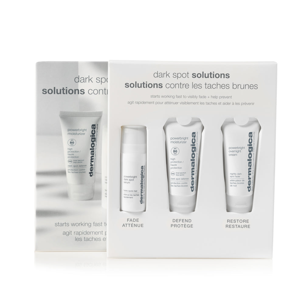 DERMALOGICA Powerbright Dark Spot Solutions Kit – High-Tech-Wirkstoffe lassen Pigmentflecken verblassen und sorgen langanhaltend für einen ausgeglichenen und strahlenden Hautton., Set, Box offen