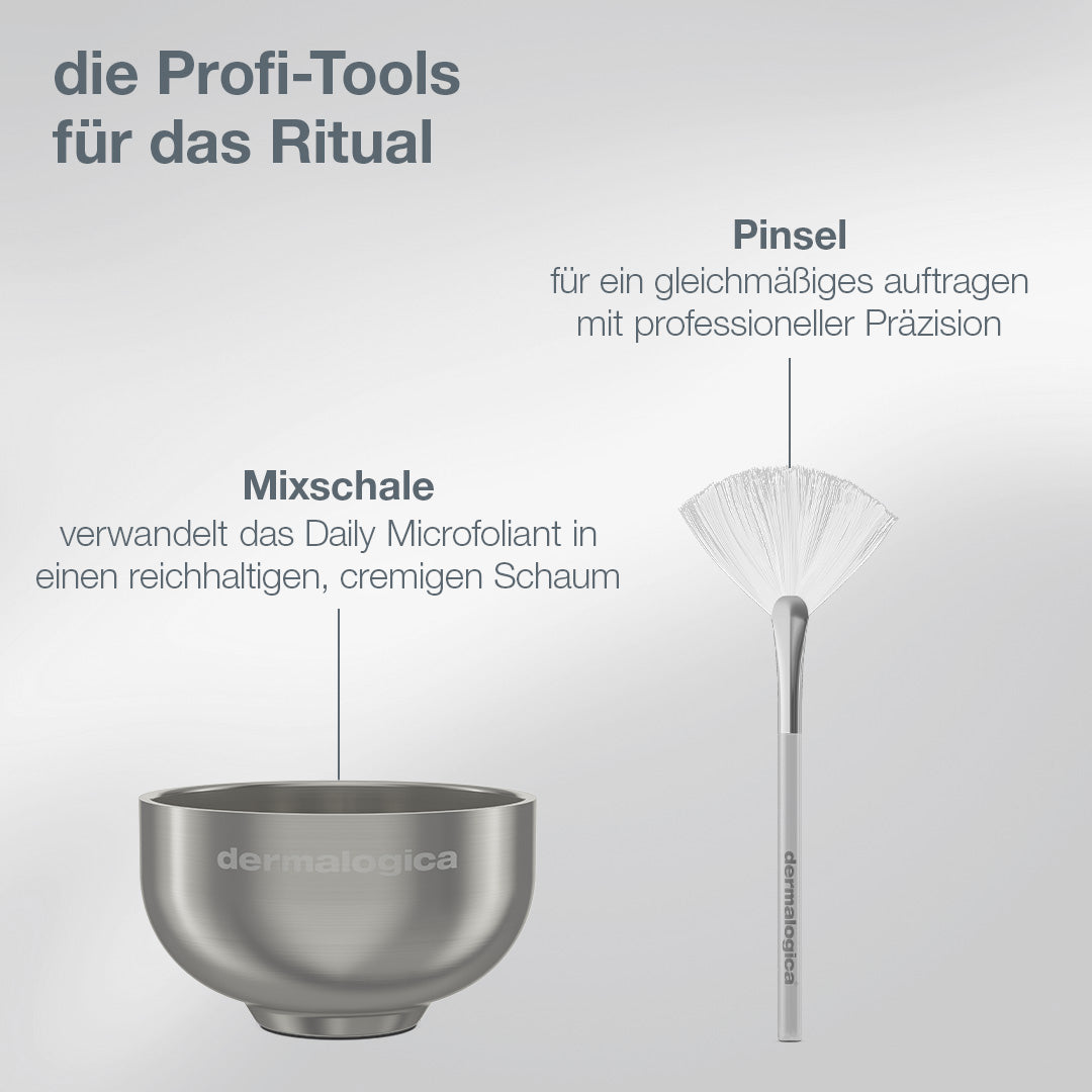DERMALOGICA Pro Ritual: Exfoliate + Glow – Daily Microfoliant Set, -, beschreibung mixschale pinsel