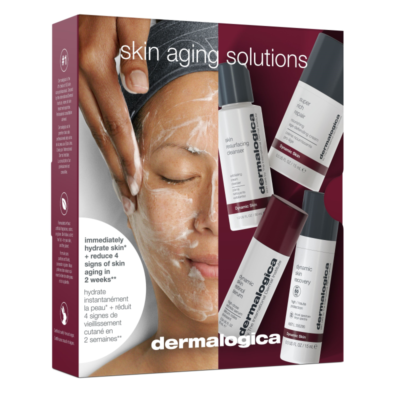 DERMALOGICA Skin Aging Solutions Kit – die ideale Power-Routine für reife oder vorzeitig gealterte Haut. In vier perfekt aufeinander abgestimmten Schritten hilft das Set, die typischen Anzeichen von Hautalterung zu reduzieren, Set