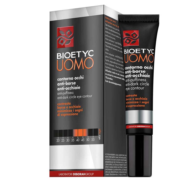 DERMOLAB UOMO anti-puffiness anti-dark circle eye contour – Augencreme um Anzeichen von Müdigkeit zu minimieren und die Mikrozirkulation der Haut zu verbessern., 15ml