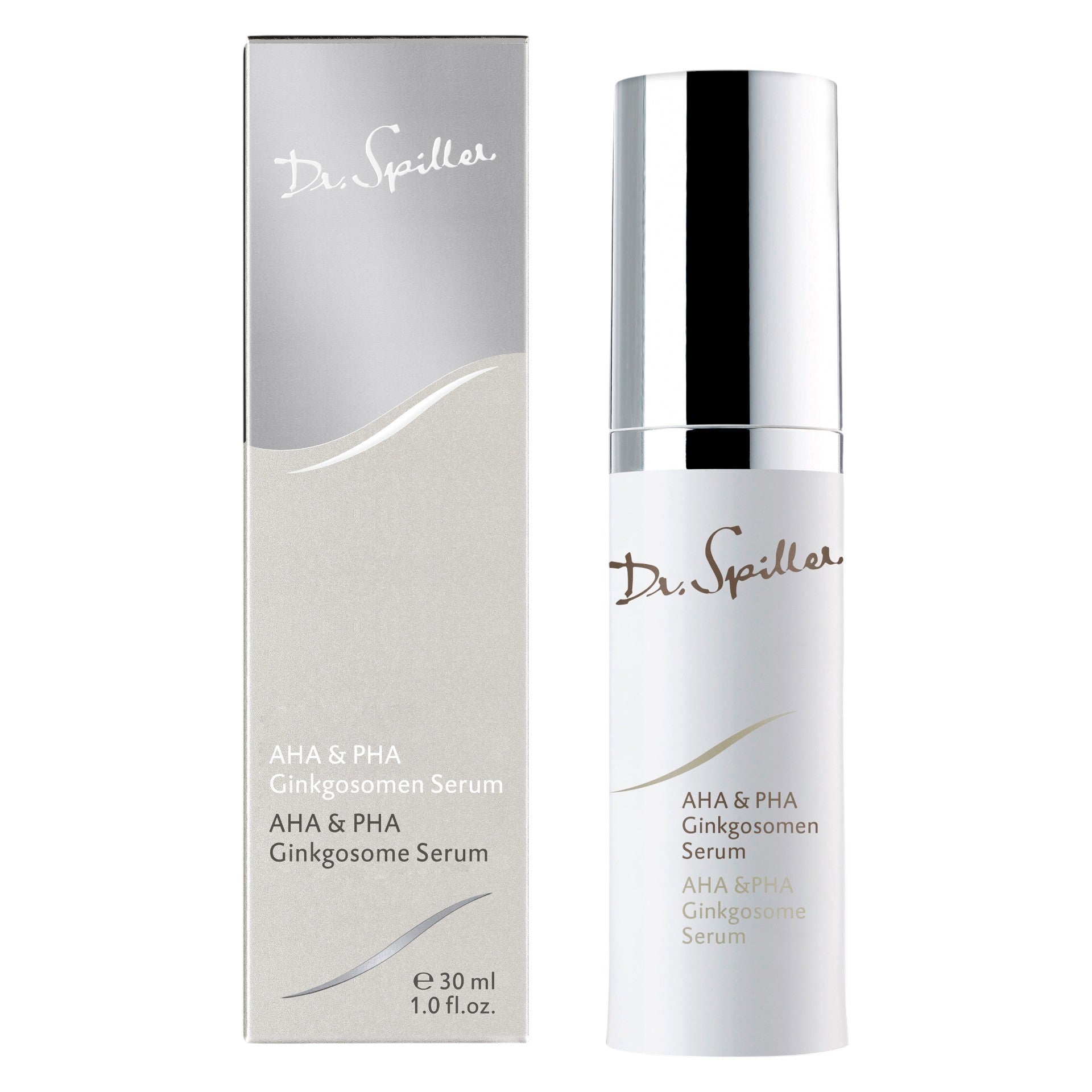 DR SPILLER AHA & PHA Ginkgosomen Serum – sanfte Hautverfeinerung, 30ml, Pumpspender und Umkarton