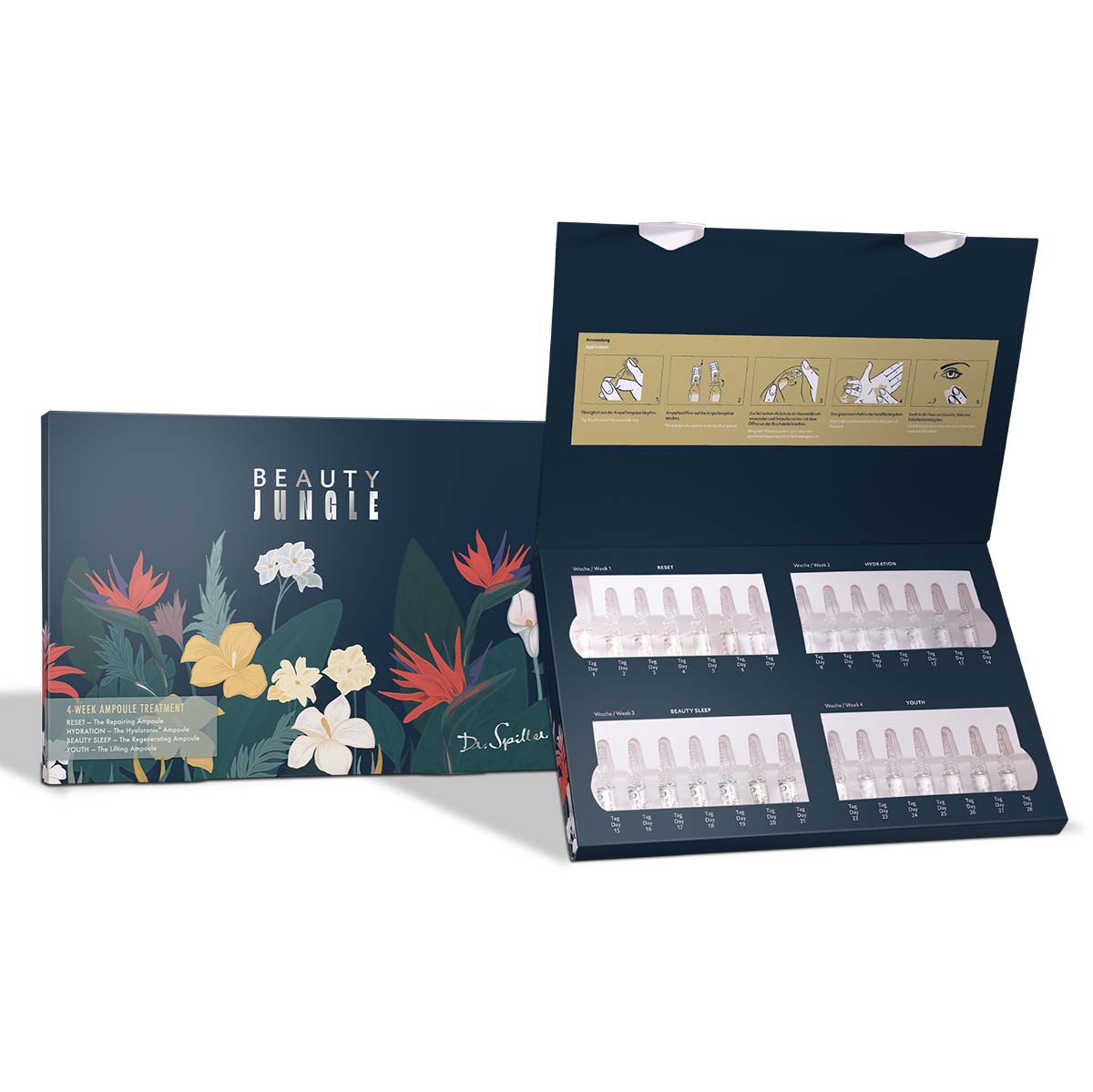 DR SPILLER Beauty Jungle 4-week Ampoule Treatment – Geschenkbox geöffnet, 28x2ml