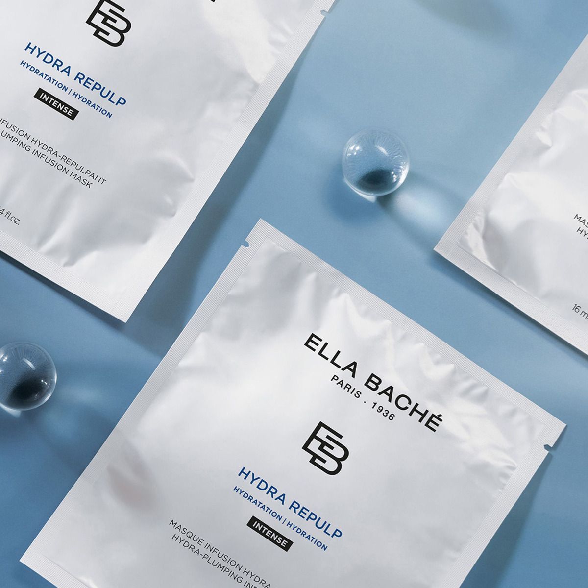 ELLA BACHE HYDRA REPULP - Aufpolsternde Hyaluron-Maske – 16ml, Sachets mit Wassertropfen