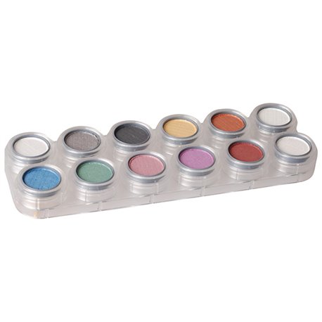 GRIMAS Lidschattenpalette Pearl P1 mit 12 Farben – schimmernde Profi-Farben, 24g