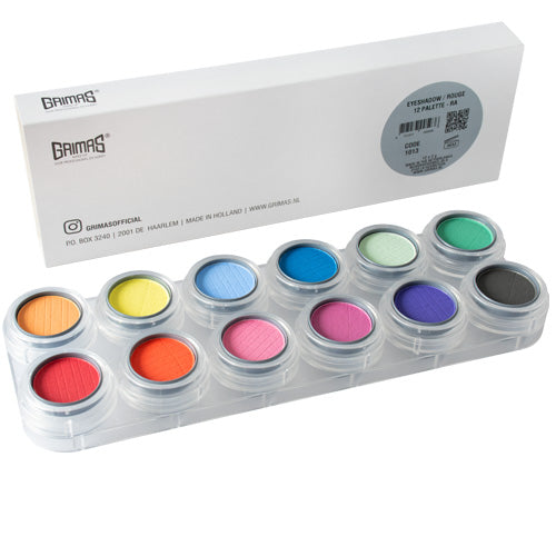 GRIMAS Rouge-/Lidschattenpalette RA mit 12 Farben, 24g, Palette mit Umkarton