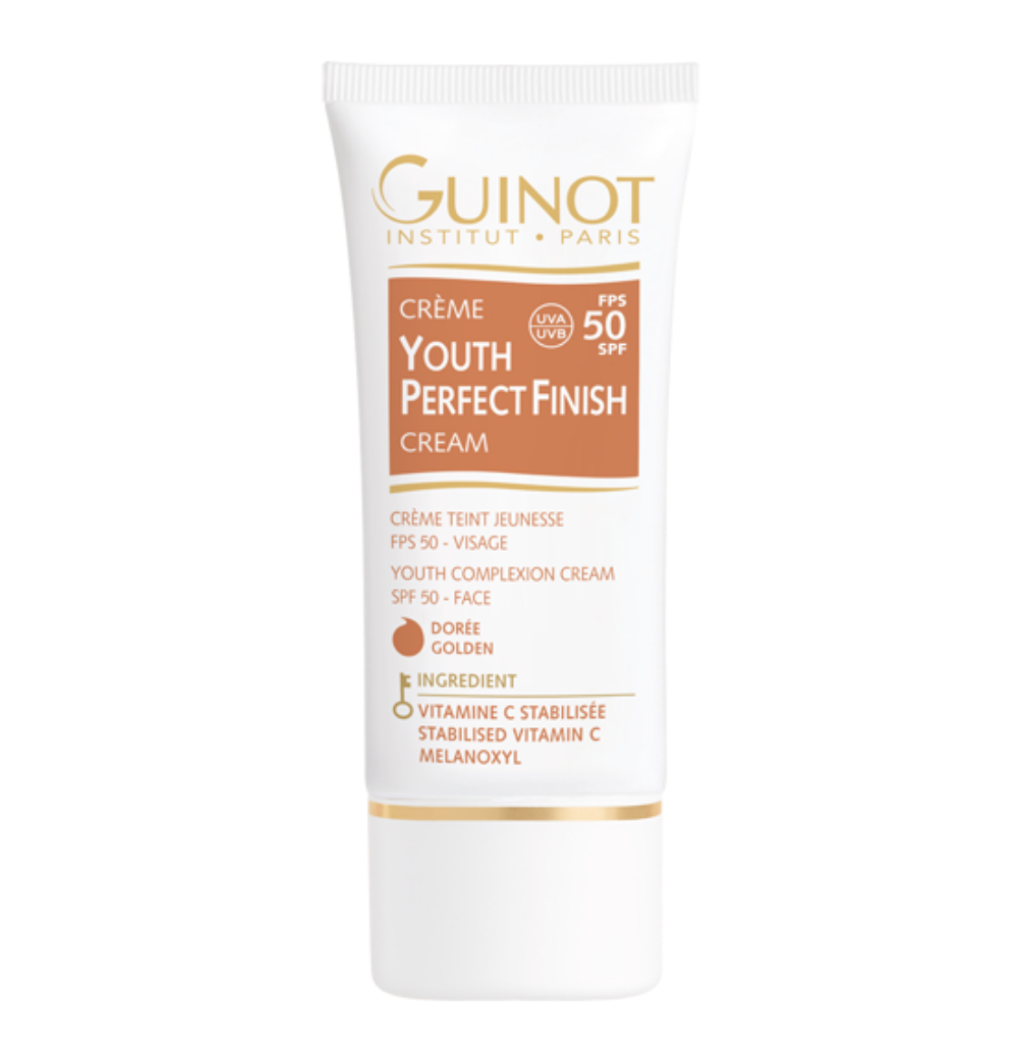 GUINOT Crème Youth Perfect Finish Dorée LSF50 – Getönte Tagescreme mit hohem Sonnenschutz, 30ml, Tube