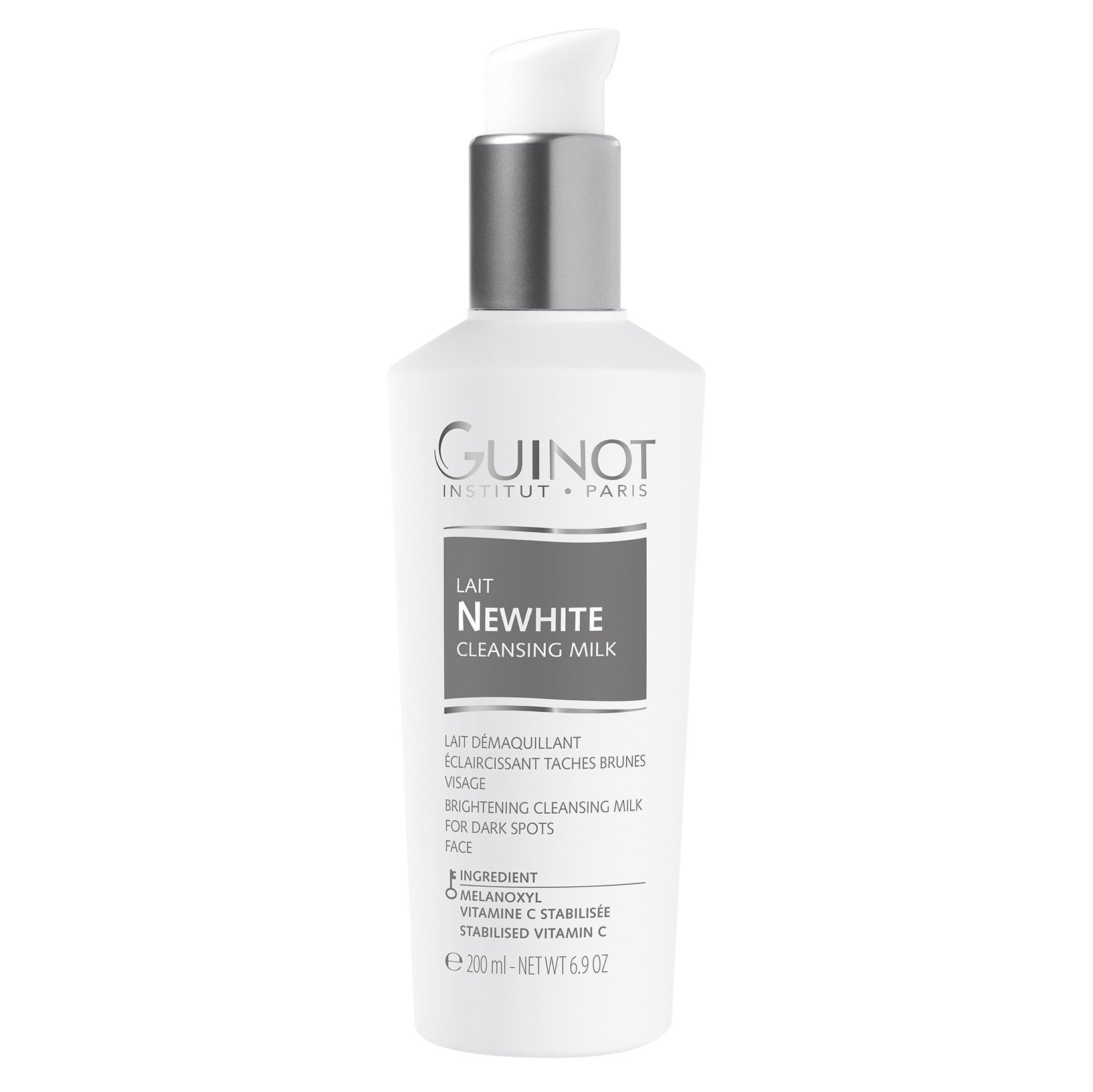 GUINOT Lait Newhite  – Aufhellende Reinigungsmilch, 200ml, Pumpspender
