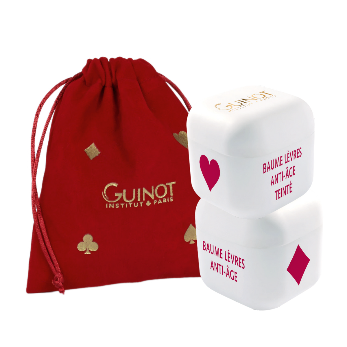 GUINOT Pochon Lèvres – Limitiertes Lippenpflege-Weihnachtsset, 2x10ml, Würfel und Zugbeutel