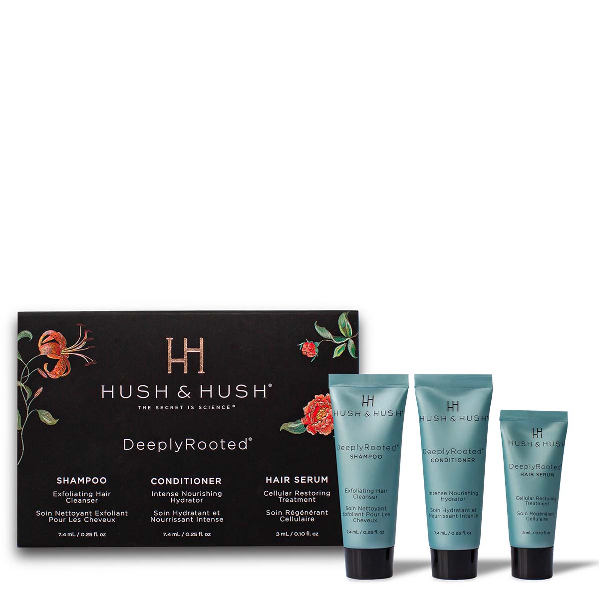 HUSH & HUSH DeeplyRooted Trial Kit – Proben-Set, 1stk, Tuben und Umkaron