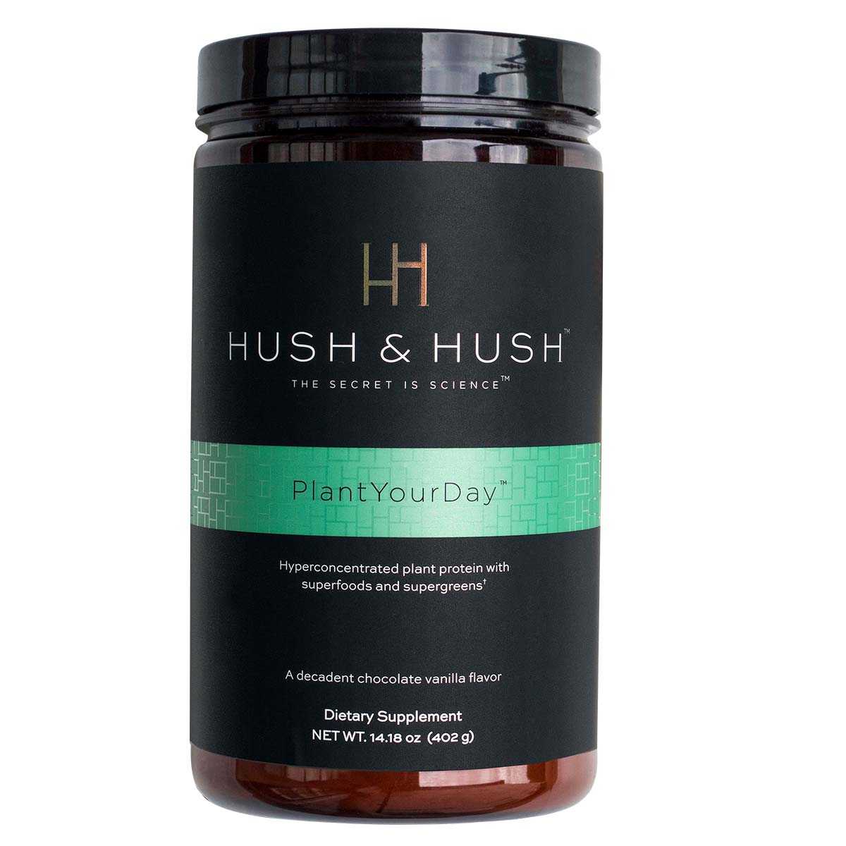 HUSH & HUSH PlantYourDay – Veganes Proteinpulver, 402g, Dose